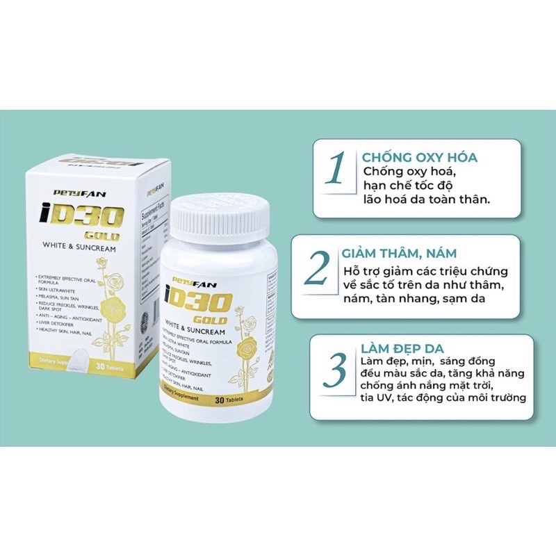 Petyfan iD30 Gold White & Suncream 30 viên (CTY)