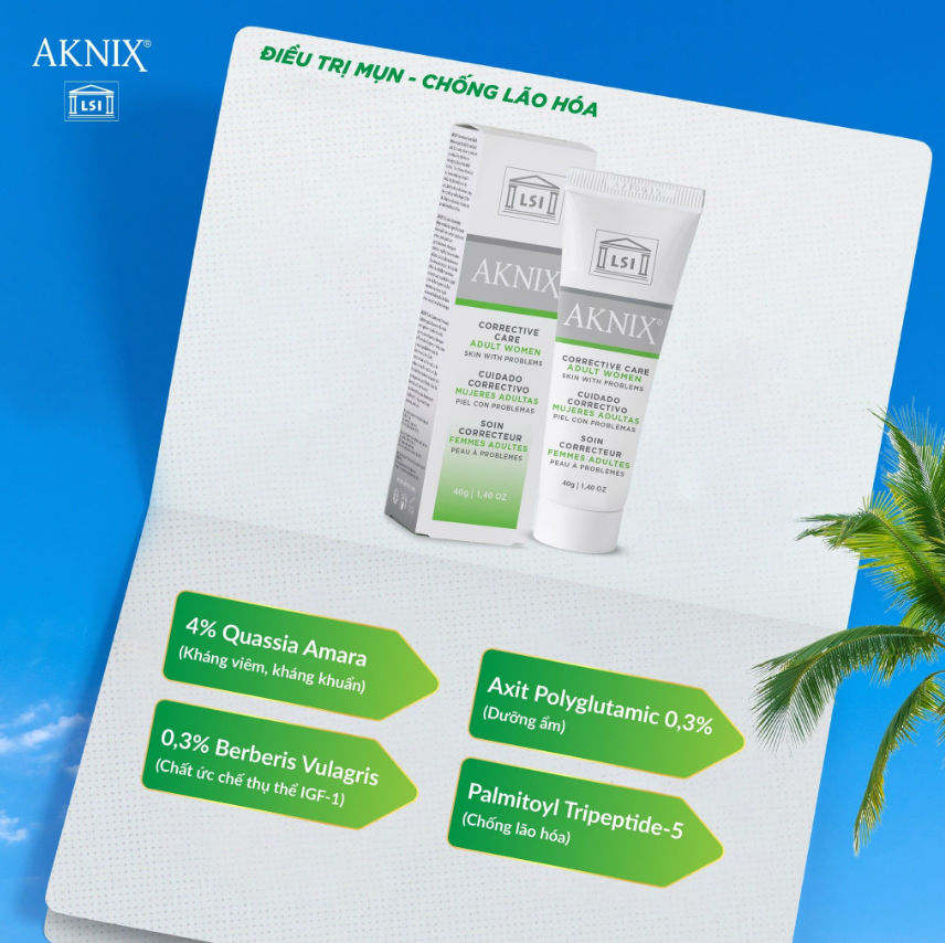 Aknix Corrective Care Adult Women kem trị mụn viêm, mụn nội tiết 40g (CTY)