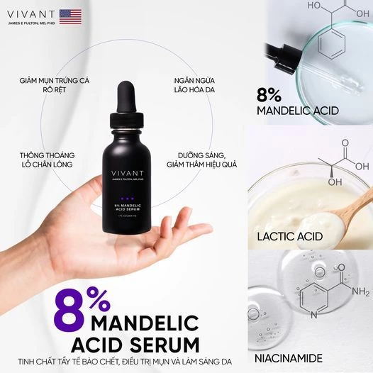 Vivant  8% Mandelic Acid 3-In-1 Serum Hỗ Trợ Tái Tạo Da 30Ml (Cty)