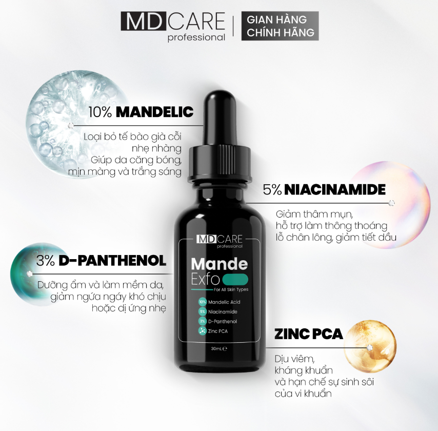 Md Care Tẩy Da Chết Mande Exfo Mọi Loại Da 30Ml-Xanh Lá (Cty)