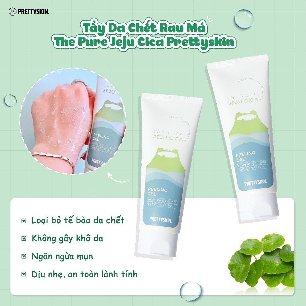 Prettyskin Tẩy Da Chết Rau Má The Pure Jeju Cica Peeling Gel 150Ml (Cty)