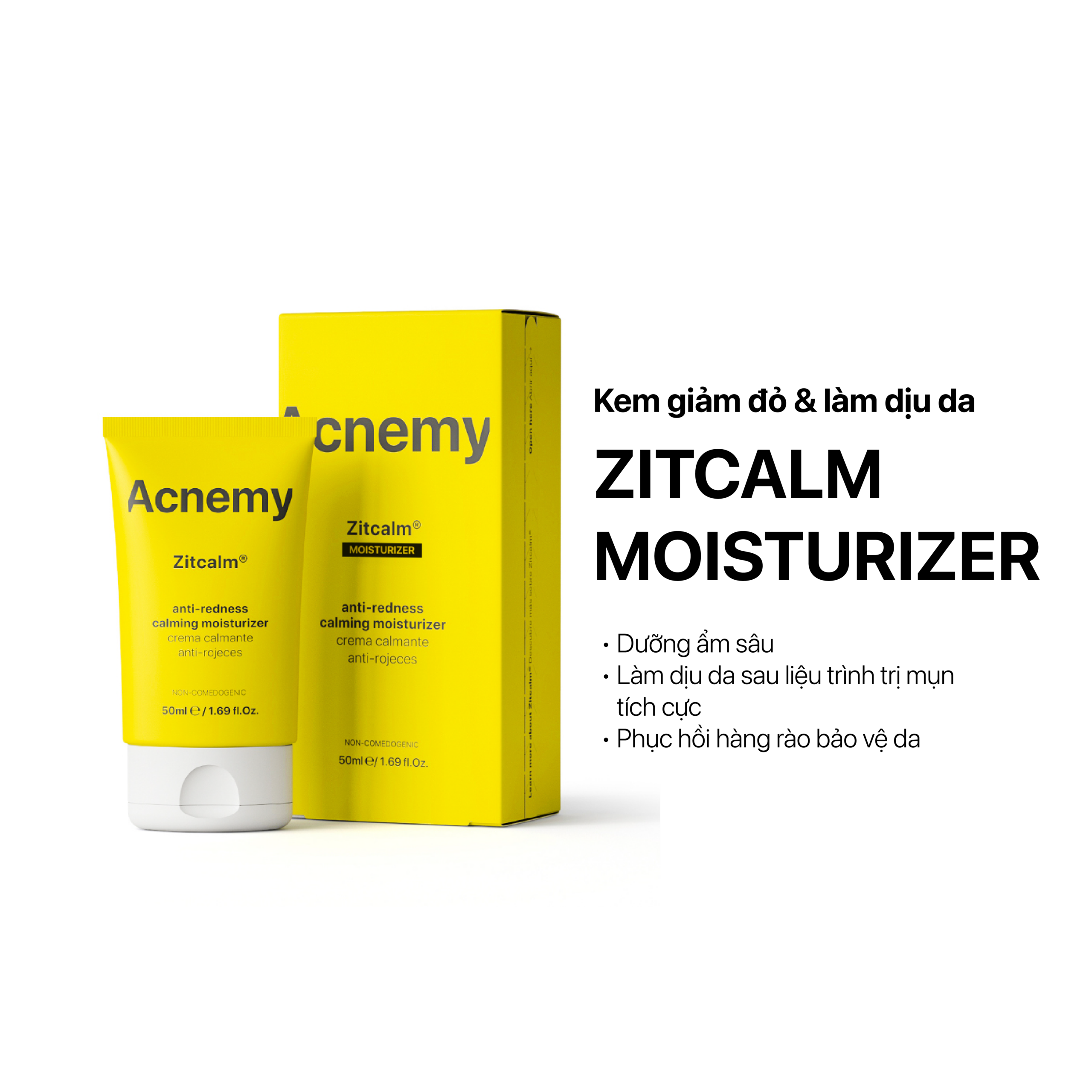 ACNEMY ZitCalm Moisturizer Kem giảm đỏ, dịu da 50ml (CTY)