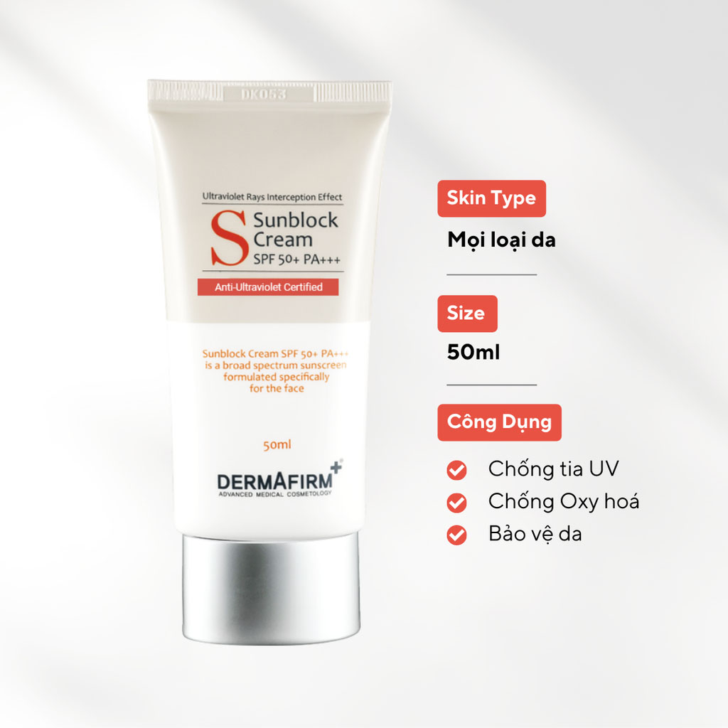 Kem Chống Nắng Vật Lý Dermafirm Sun Block Cream Spf 50+ Pa+++