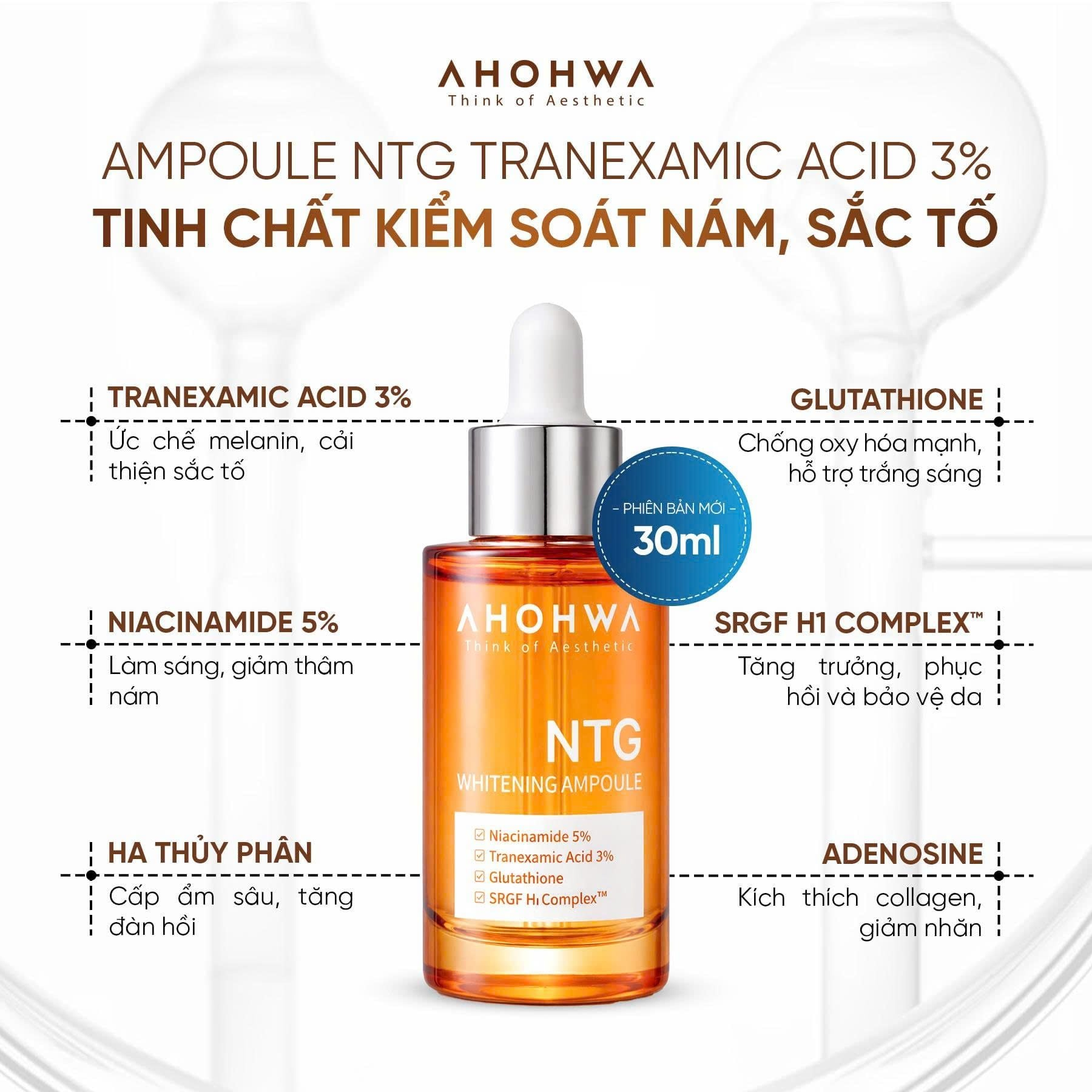 Ahohwa Whitening Ampoule NTG 30ml - Màu Cam (Cty)