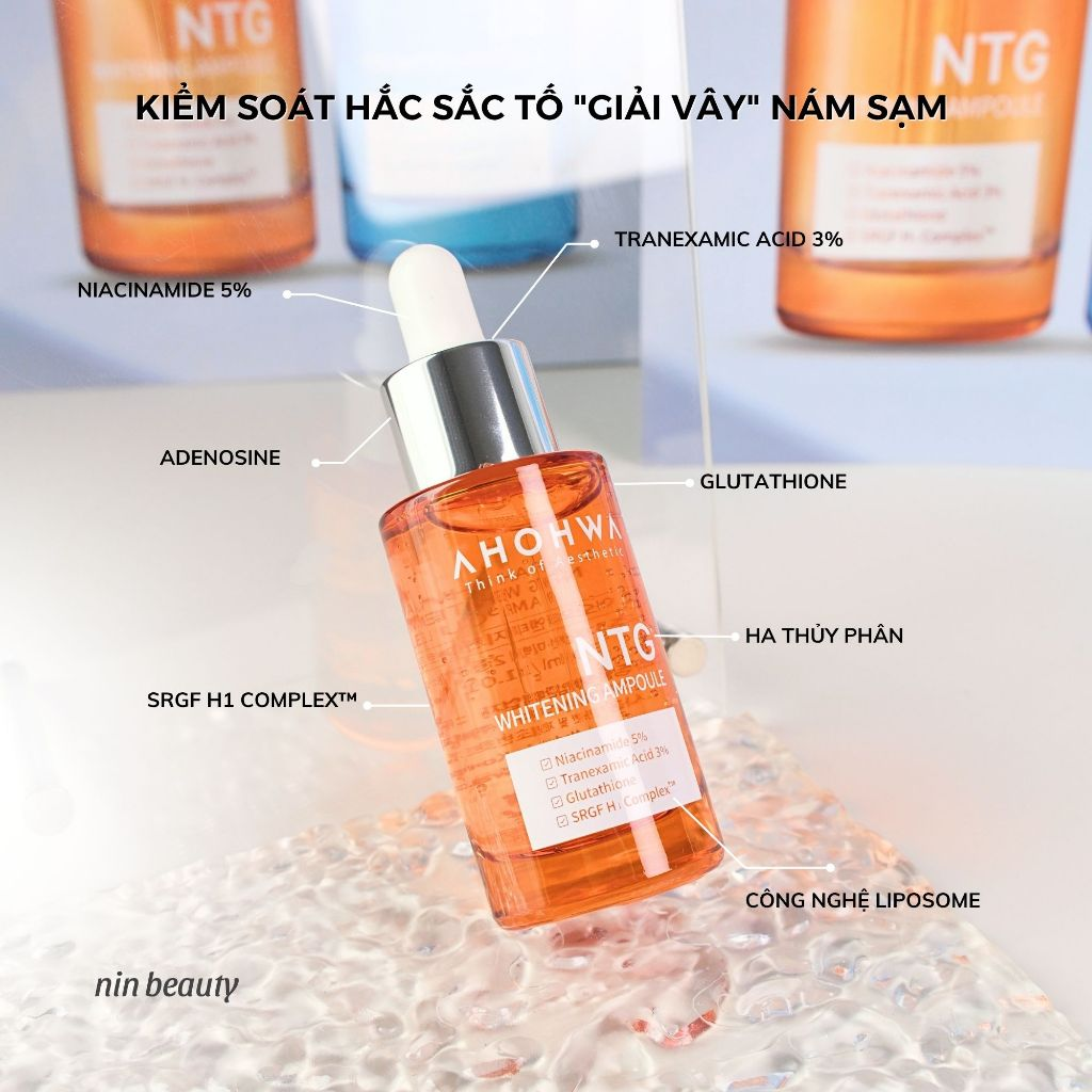 Ahohwa Whitening Ampoule NTG 30ml - Màu Cam (Cty)