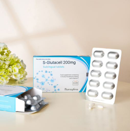 Pharmaform S-Glutacell Viên Ngậm Trắng Da 200Mg (Cty)