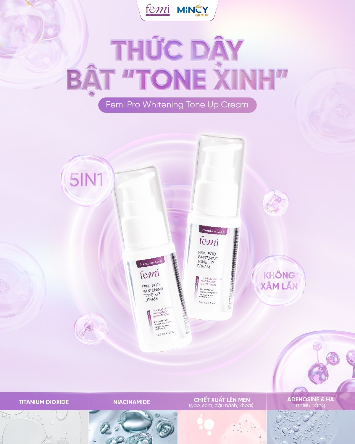 Femi Kcn Sau Điều Trị After Treatment Tone Up Sun Cream Spf50+ Pa++++ 50Ml (Cty)