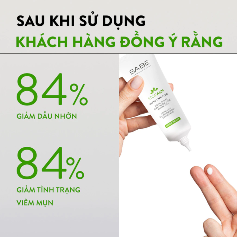 Babe Stop AKN Mattifying Fluid kem dưỡng giảm mụn 50ml màu trắng (CTY) - MẪU MỚI