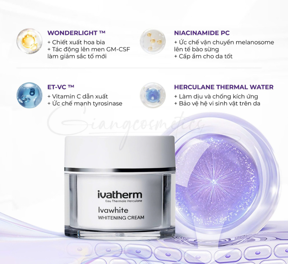 Ivatherm Ivawhite Whitening Cream Kem Dưỡng Ẩm 50Ml (Cty)