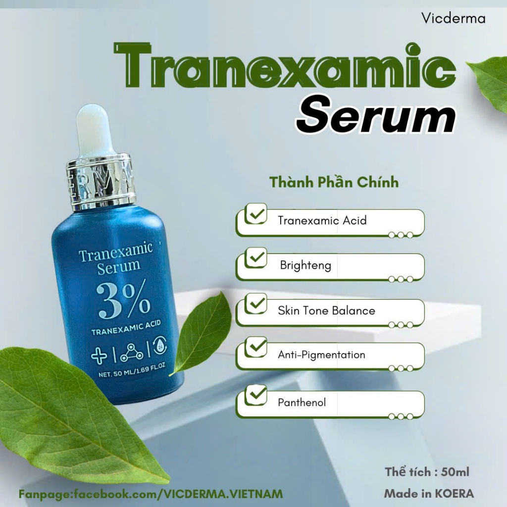 VICDERMA Serum Tranexamic 3% (CTY) Xanh Đậm