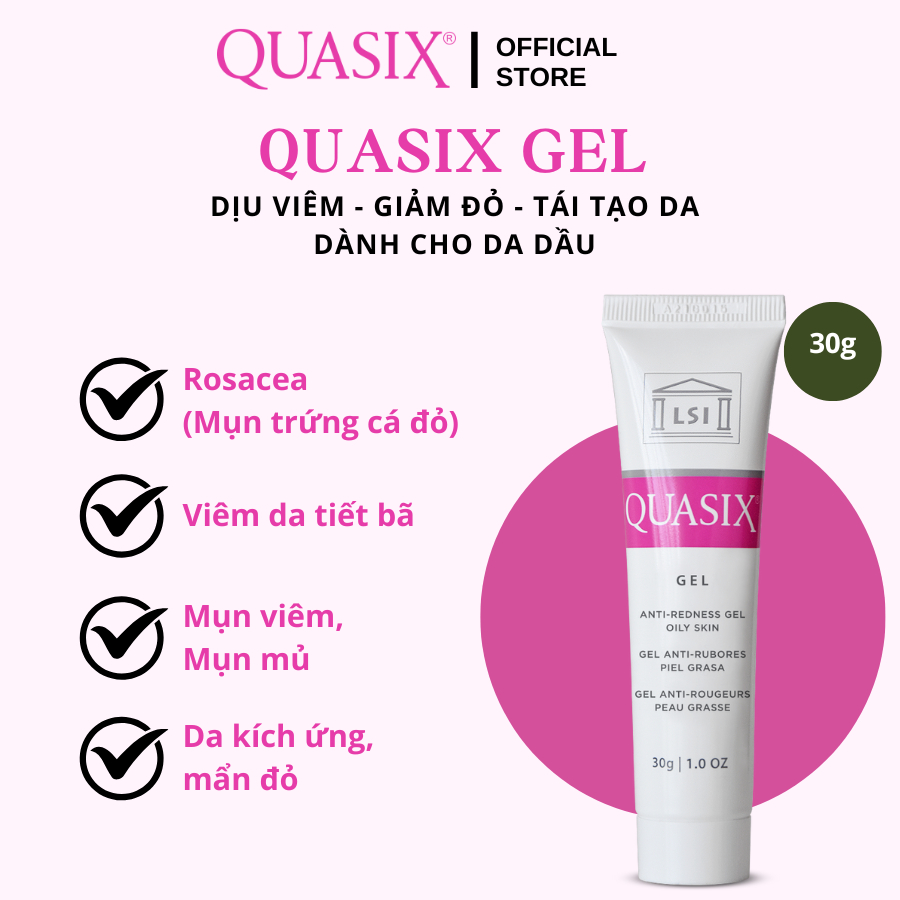 LSL Quasix Gel Chống Mẩn Đỏ, Viêm Da Tiết Bã Nhờn 30g (CTY)