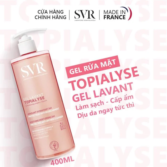 Svr Gel Lavant Topialyse Gel Rửa Mặt, Gel Tắm 400Ml - Màu Hồng (Cty)