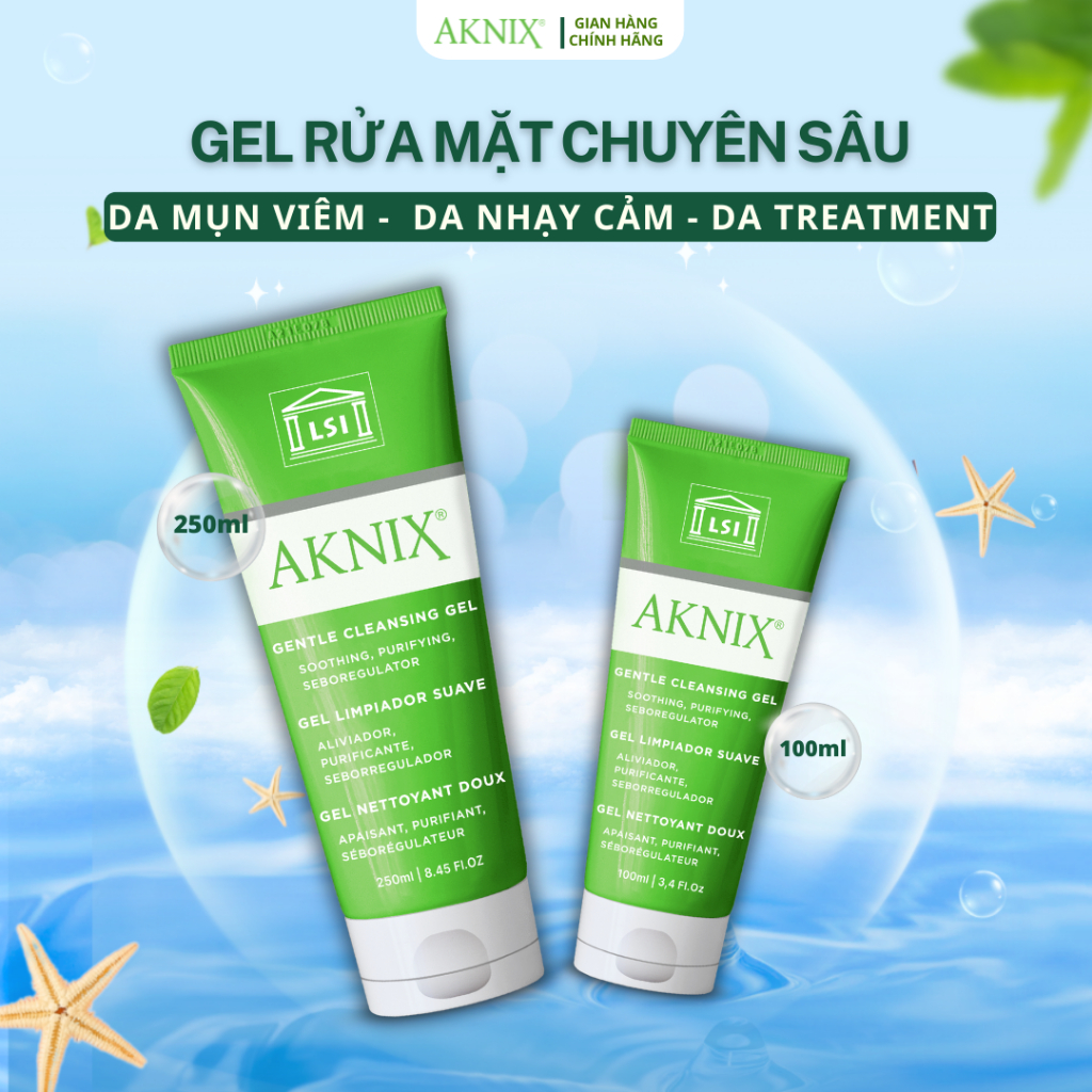 AKNIX Sữa Rửa Mặt Gental Mụn Viêm Nặng 250Ml (Cty)