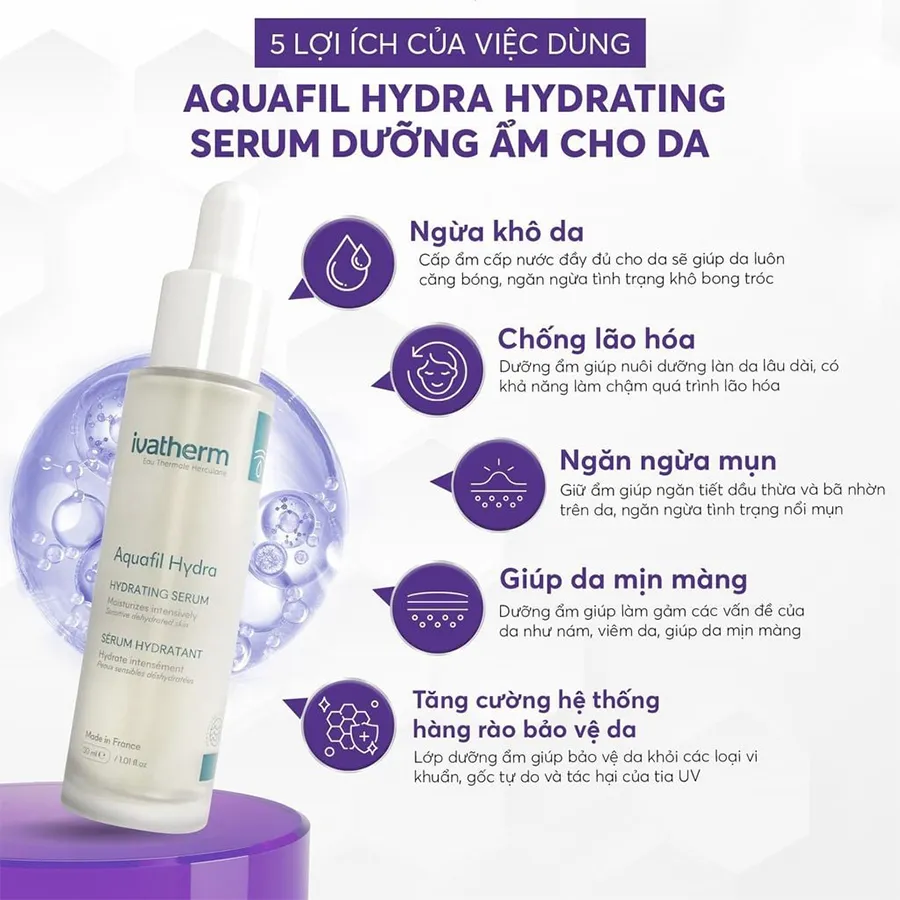 Ivatherm Aquafil Hydra Serum Dưỡng Ẩm Làm Mềm Da 30Ml (Cty)