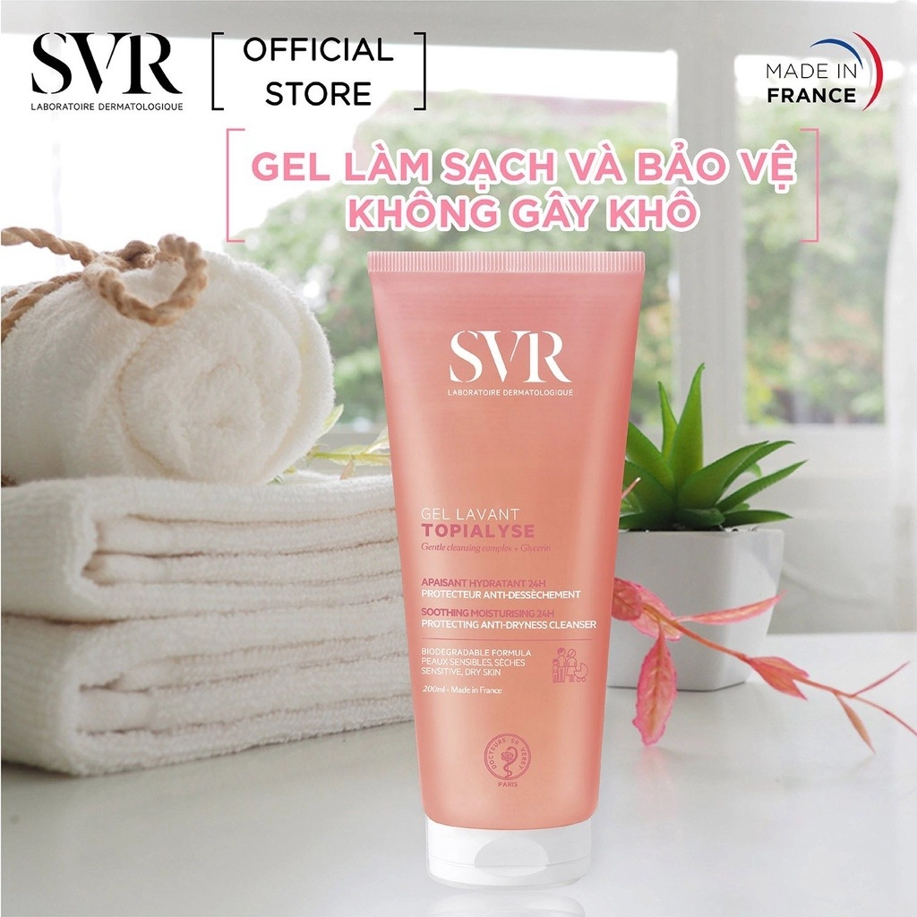 Svr Gel Lavant Topialyse Gel Rửa Mặt, Gel Tắm 200Ml - Màu Hồng (Cty)