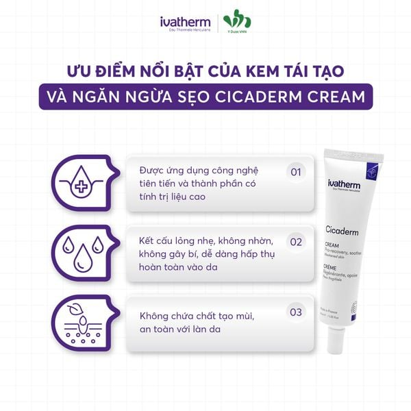 Ivatherm Cicaderm Crème Kem Dưỡng Tái Tạo Da 40Ml (Cty)