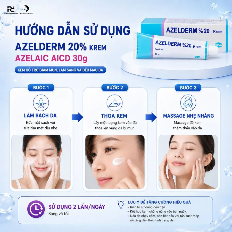 Kem Trị Mụn Azelderm 20% Azelaic Acid (30G)