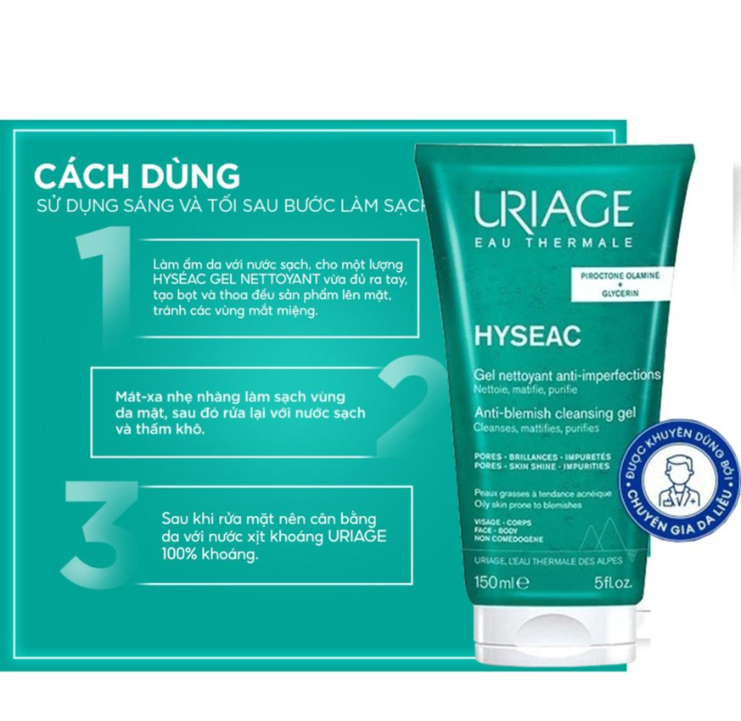 Uriage Gel Rửa Mặt Hyseac Gel Nettoyant Anti-Imperfections 150ml (CTY)