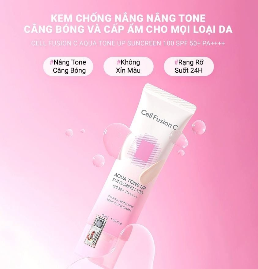 Cell Fusion C Kem Chống Nắng Aqua Tone Up Sunsceen 100 35ml (Cty) - Màu Hồng