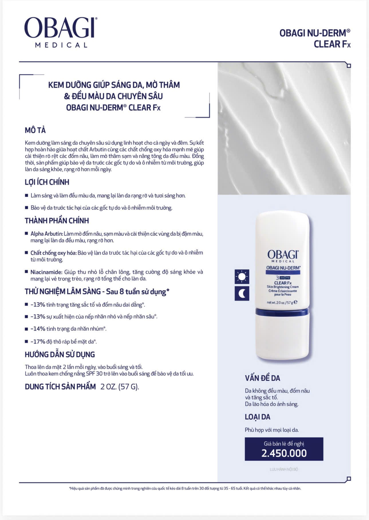 Obagi Kem Dưỡng Nu-Derm Clear Fx 57g (CTY)