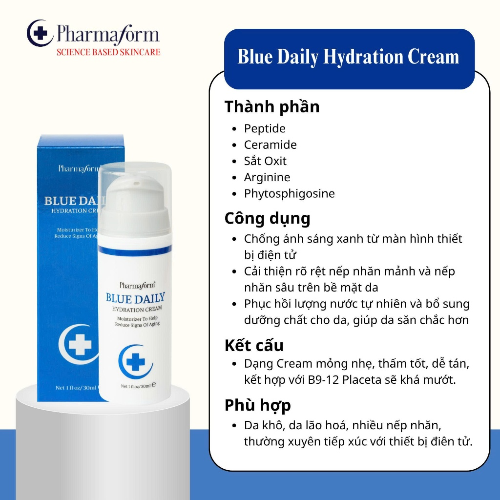 Pharmaform Kem Dưỡng Blue Daily Hydration Cream (CTY)