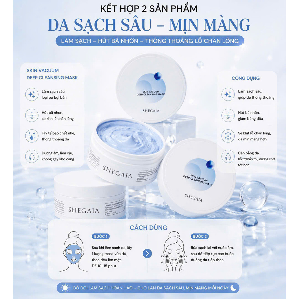 Shegaia Mặt Nạ Hỗ Trợ Giảm Dầu Vacuum Deep Cleansing Mask 150g (CTY)