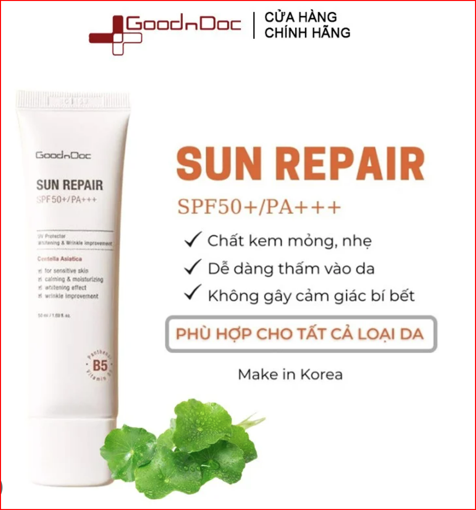 Goodndoc Kem Chống Nắng Sun Repair SPF 50+/PA+++ 50ml (CTY)