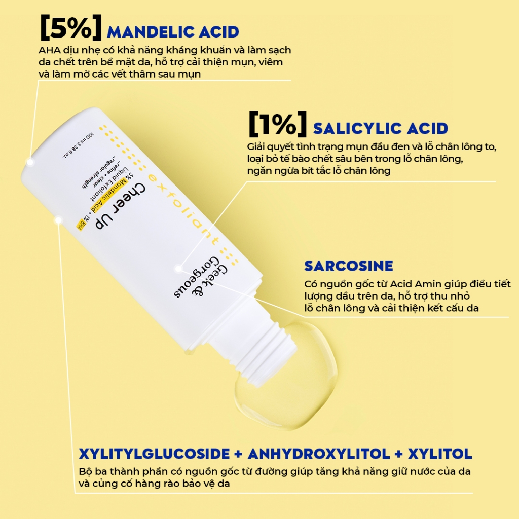 Geek & Gorgeous Tẩy Tế Bào Chết  Cheer Up 5% Mandelic Acid + 1% BHA Lipuid Exfloiant 30ml (CTY)