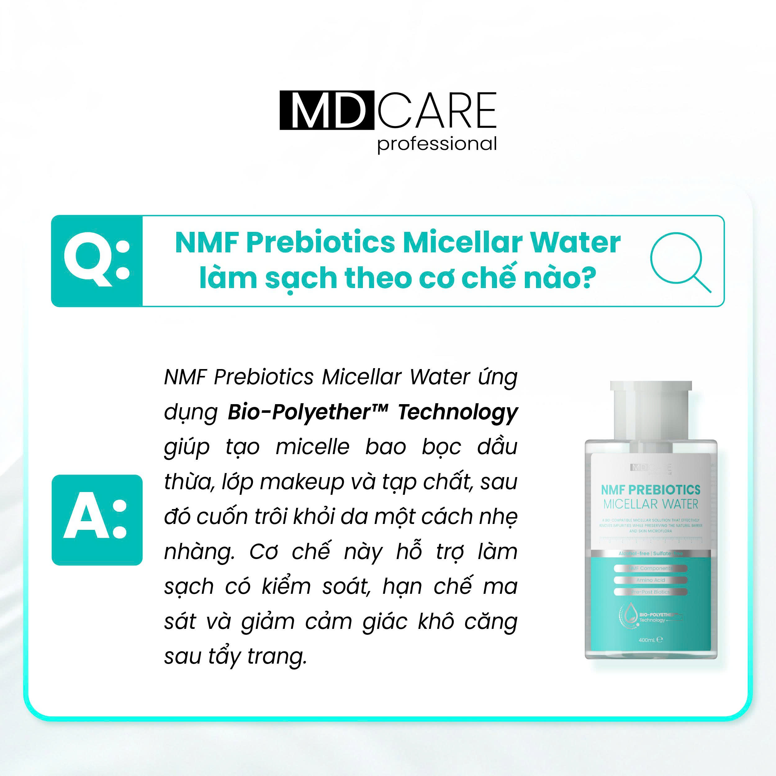Md Care Nước Tẩy Trang Nmf Prebiotics Micellar Water 400Ml - Xanh Ngọc (Cty)