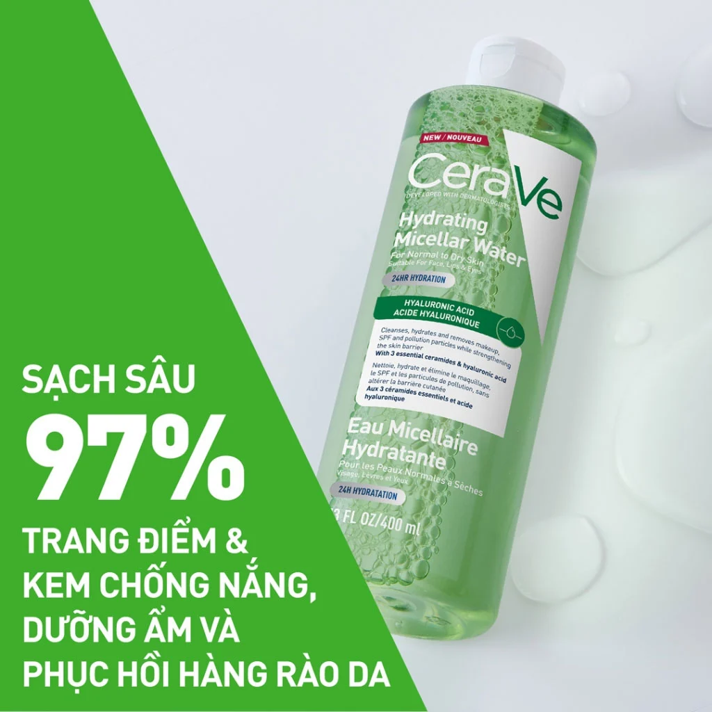 Cerave Nước Tẩy Trang Cho Mọi Loại Da Hydrating Micellar Water 400ml (CTY)