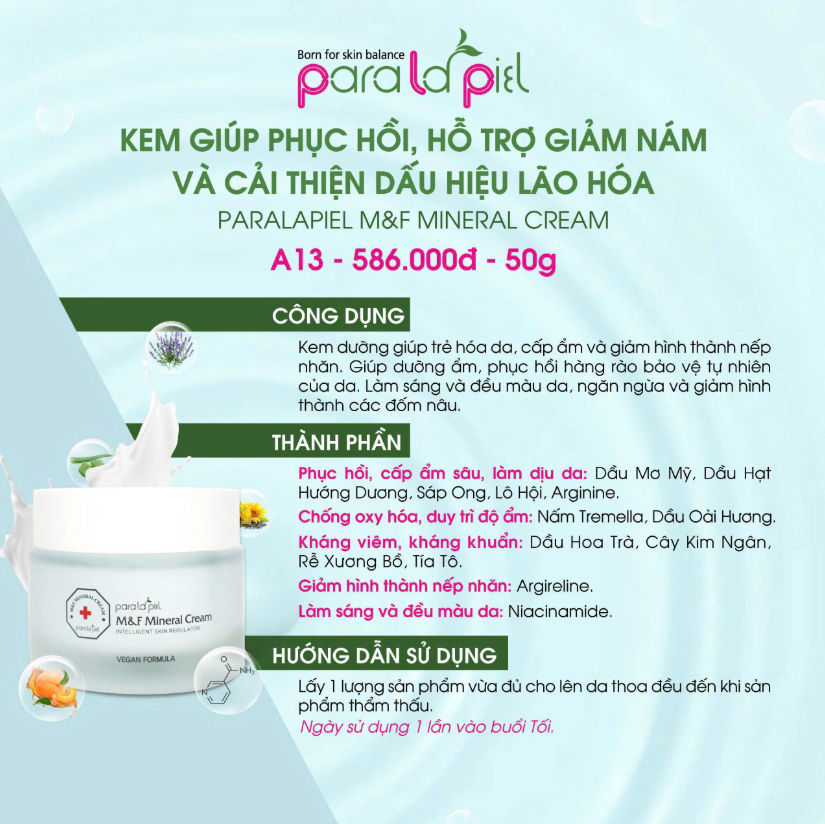 Paralapiel (A13) Kem Dưỡng Phục Hồi M&F Mineral Cream 50g (CTY)