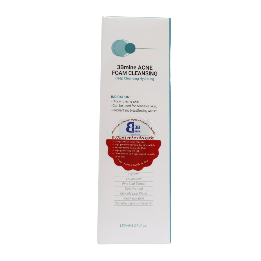 3Bmine (3B01) Sửa Rửa Mặt Da Dầu Mụn Acne Foam Cleansing 150ml (CTY)