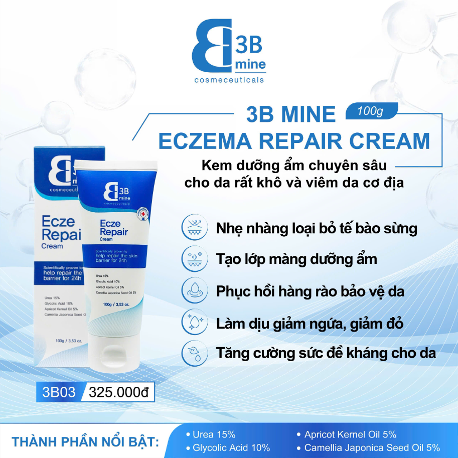 3Bmine (3B03) Kem Dưỡng Ẩm Ecze Repair Cream 100g (CTY)