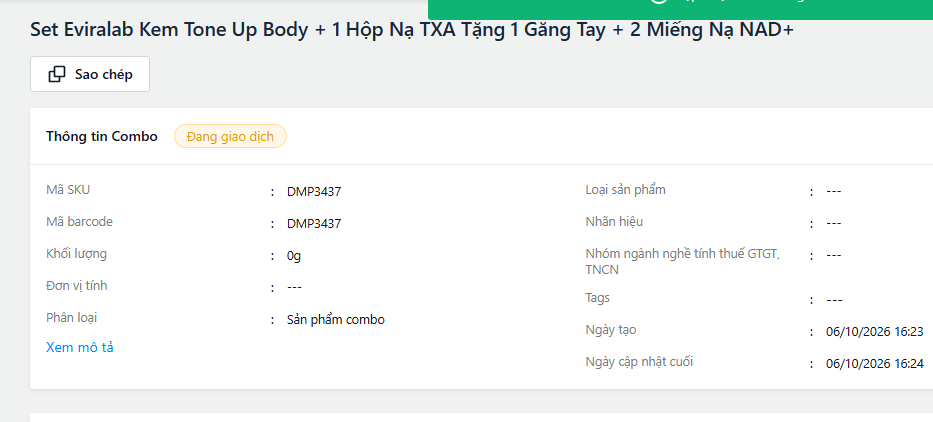 Set Eviralab 1 Serum Mela Light + 1 Hộp Nạ TXA Tặng 2 Miếng Nạ NAD+