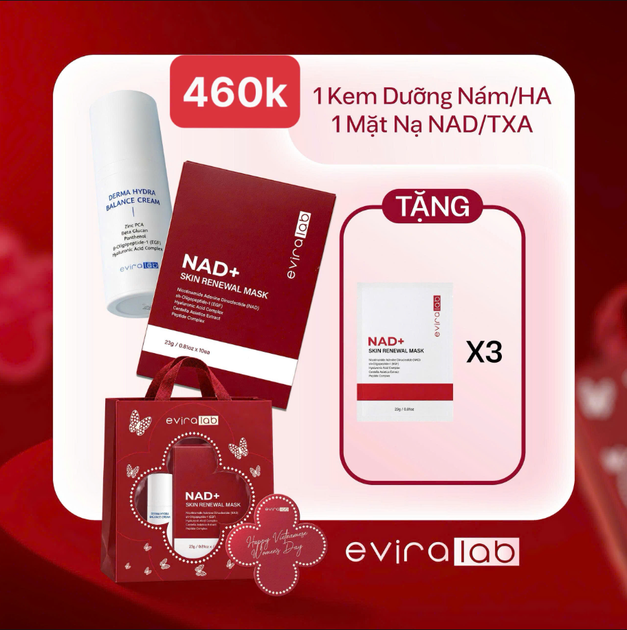 Set Eviralab Kem Derma Hydra + Hộp Nạ NAD