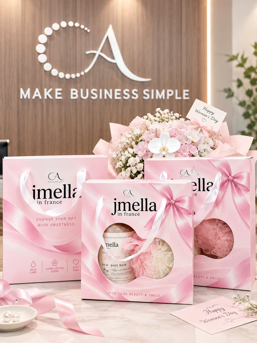 Set Sữa Tắm JMELLA 500ml Tặng Bông + Túi Giấy (CTY)