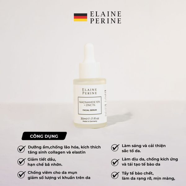 Elaine Perine Niacinamide 10% + Zinc 1% Serum Kiềm Dầu 30Ml (Cty)