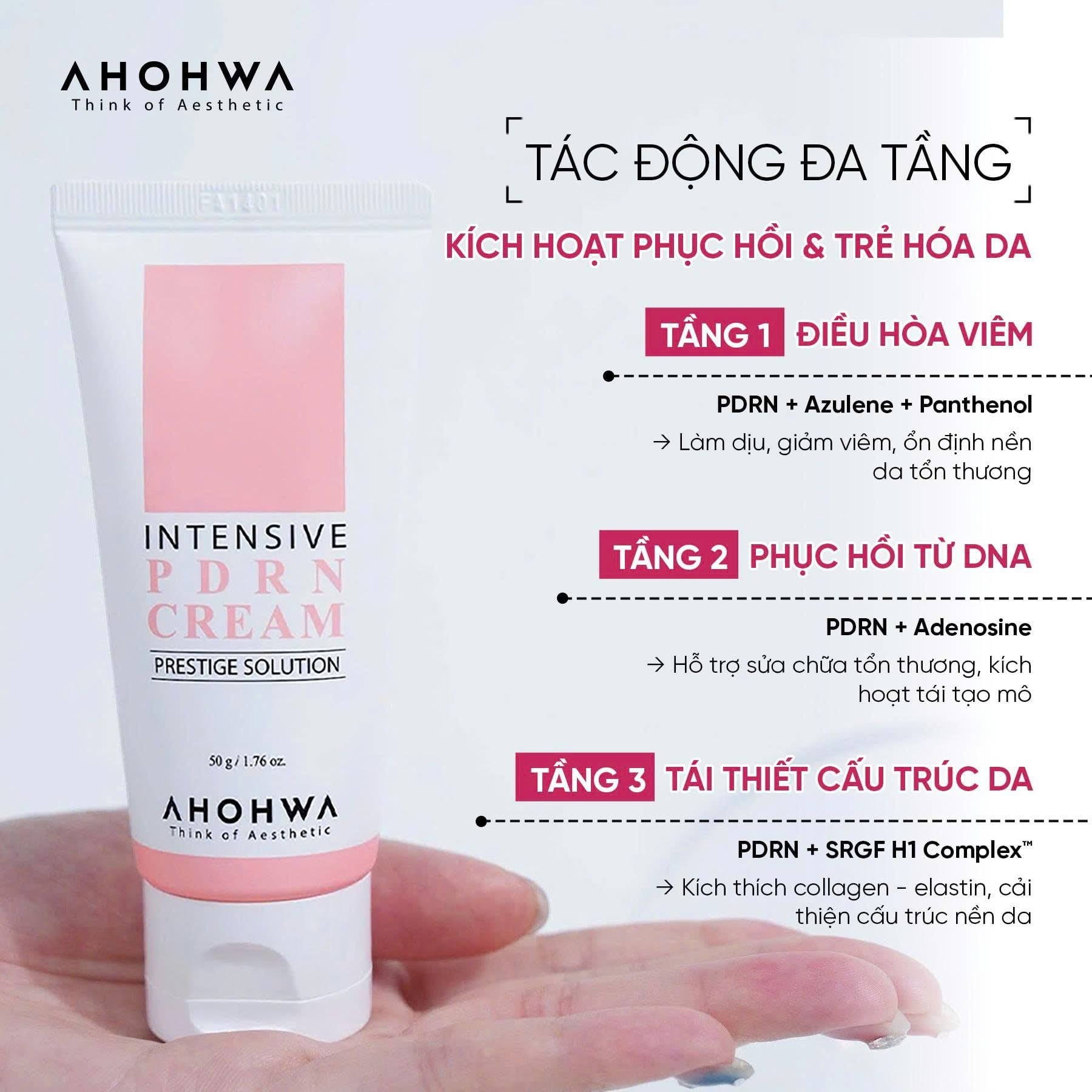 Ahohwa Kem dưỡng Prestige Solution Intensive PDRN mini 12g- Hồng (CTY)