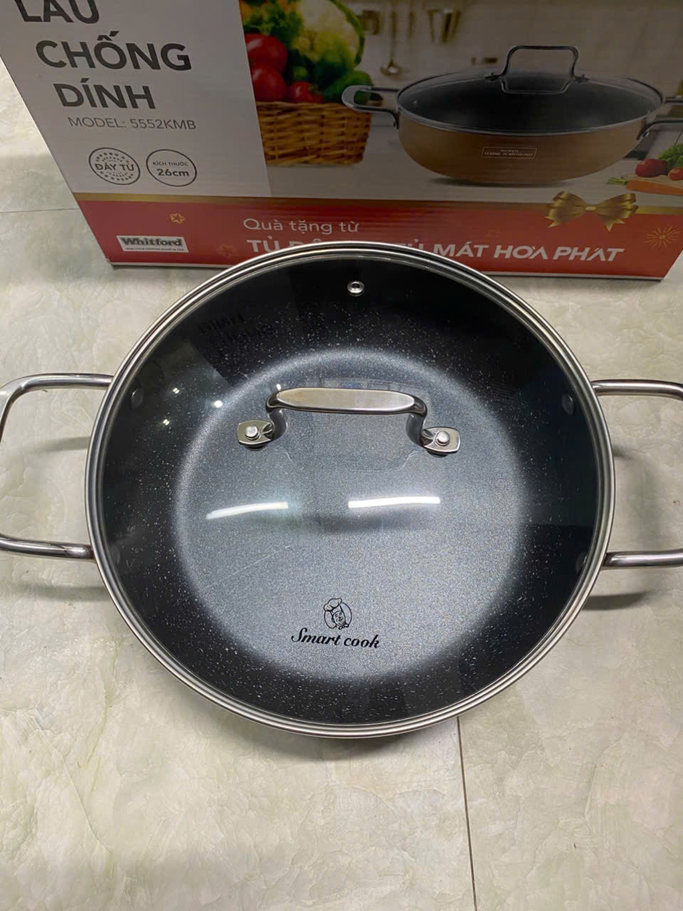 Nồi lẩu chống dính vân đá Smartcook SM-5552KMB size 26cm