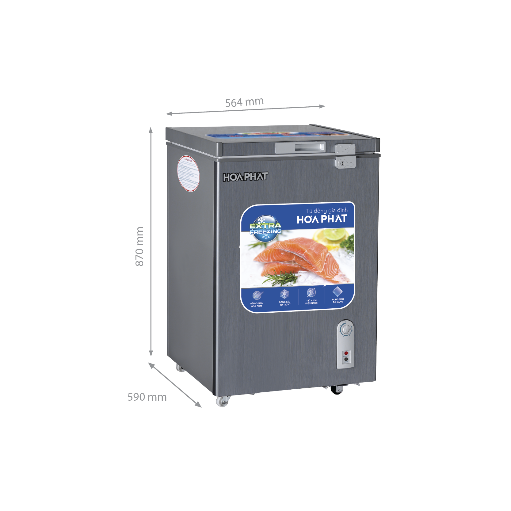 Tủ đông mini Hòa Phát HPF AD6107G 107 lít DÀN ĐỒNG