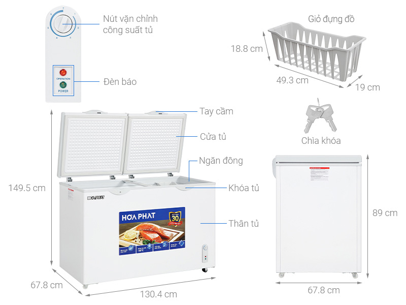 Tủ đông Hòa Phát HPF AD6352 352 lít DÀN ĐỒNG