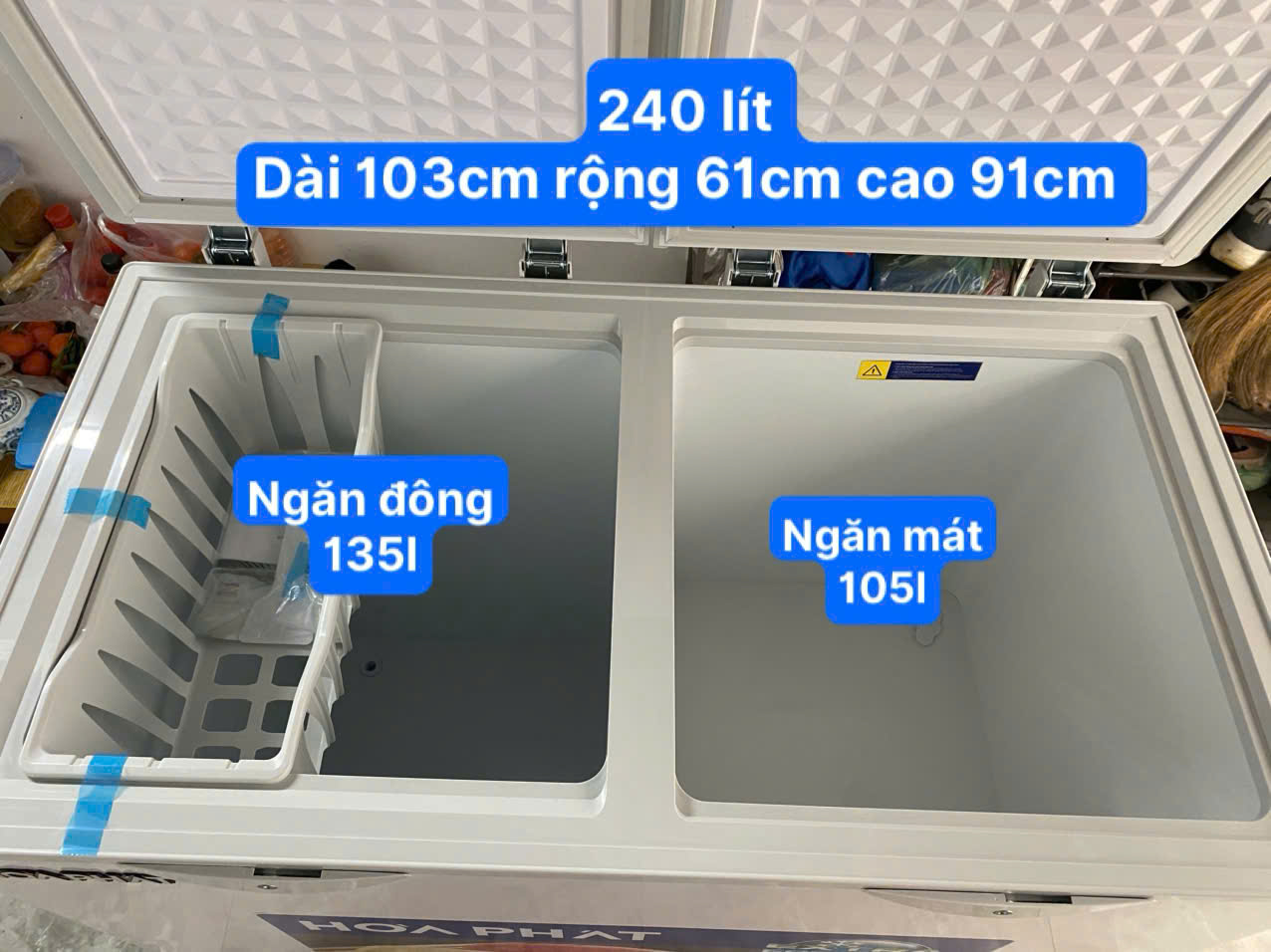 Tủ đông + mát Hòa Phát HPF BD6240 240 lít DÀN ĐỒNG