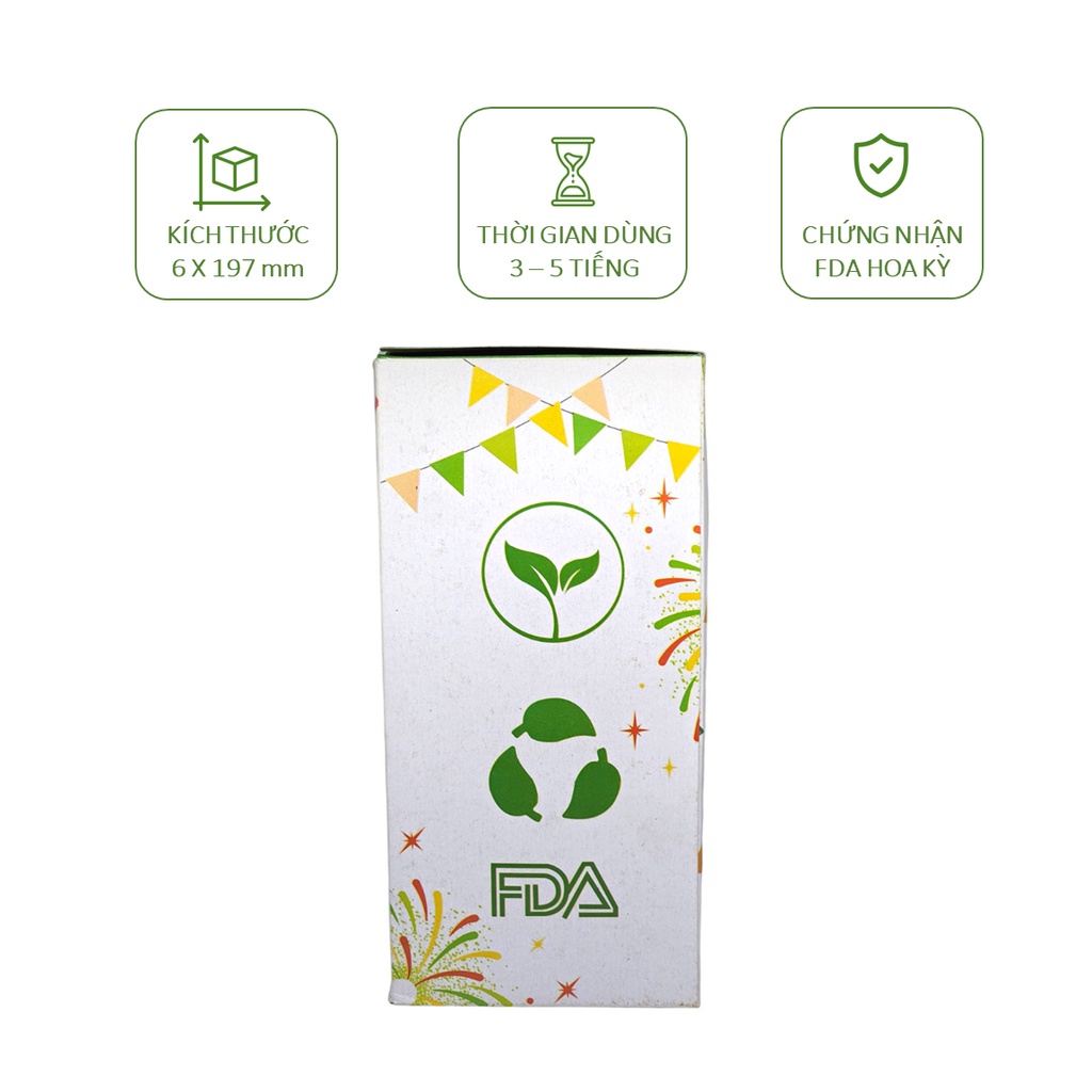 Hộp 250 ống hút giấy party nhiều màu uống cafe phi 6 Biogreen 3 lớp, màu Giáng Sinh Noel, Lễ hội