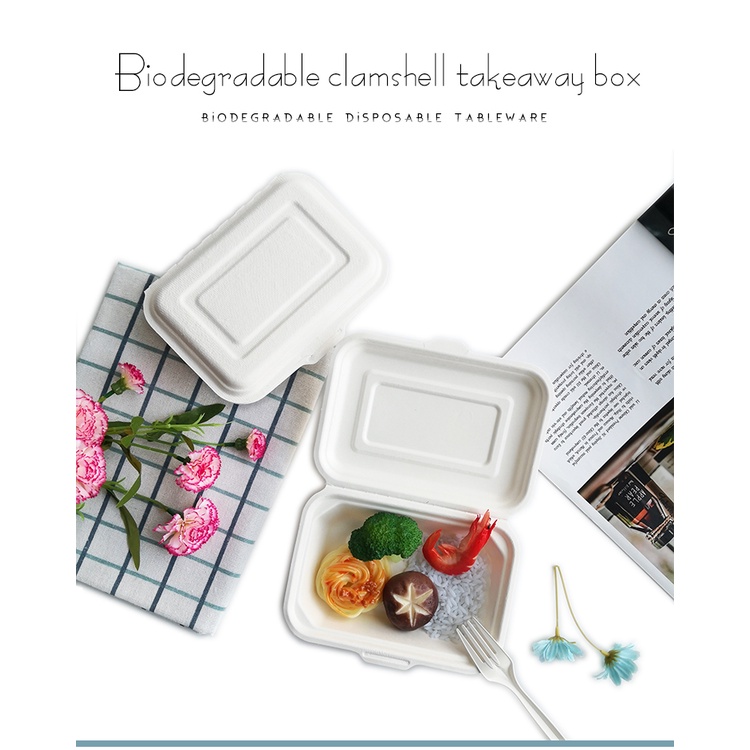 50 cái/ túi Hộp Bã Mía 1 Ngăn 600ml Biogreen