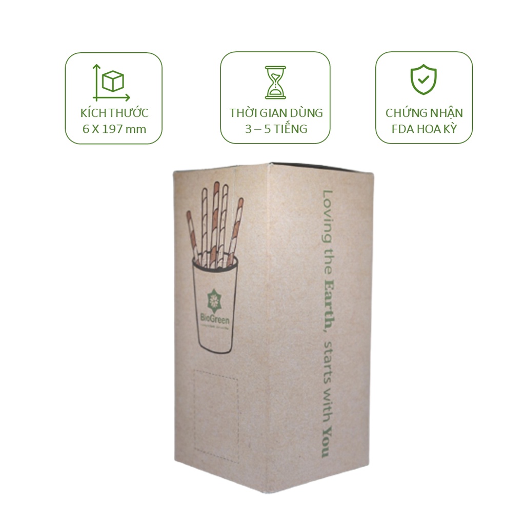 Hộp 250 PHI 6 ỐNG HÚT GIẤY/GẠO/BÃ MÍA/CỎ NHIỀU MÀU, TRẮNG NÂU,.. cho tiệc tùng