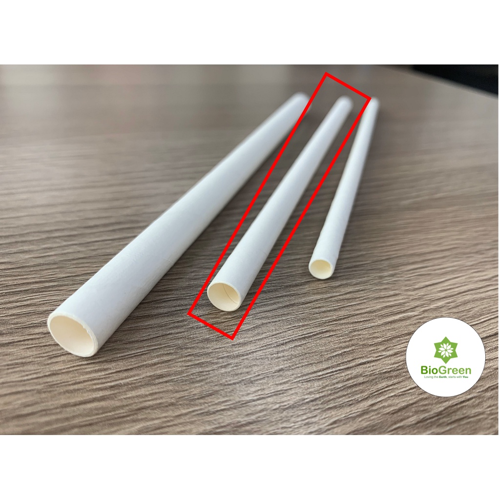 100 ống hút giấy phi 8 uống sinh tố, trân châu nhỏ, thạch cafe, cafe đá xay,...