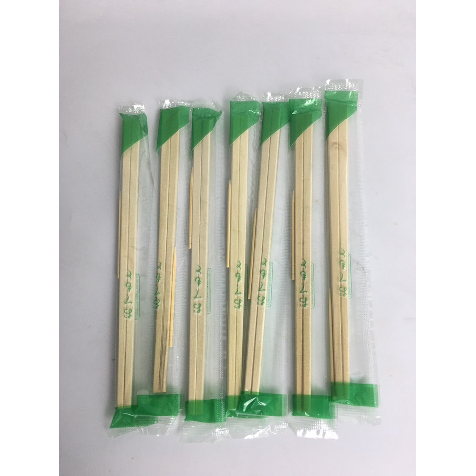 100 đôi đũa gỗ tách, đũa tre đầu vắt dùng 1 lần bọc opp(nilon) không tăm, có tăm, không bọc đũa trần