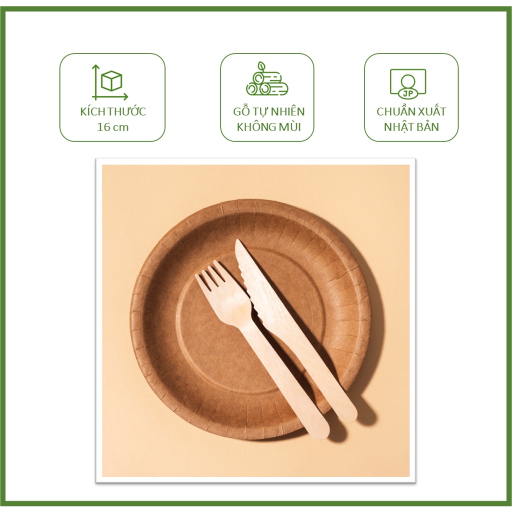 100 dao gỗ 16cm xuất khẩu Nhật dùng 1 lần ăn salad, bánh kem, trái cây, take away