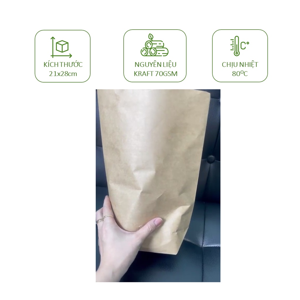 10 Túi nâu kraft cao cấp, kích thước 13x17cm, 18x29cm, 21x28cm, 21x40cm, 28x30cm, 32x30cm, 32x43cm