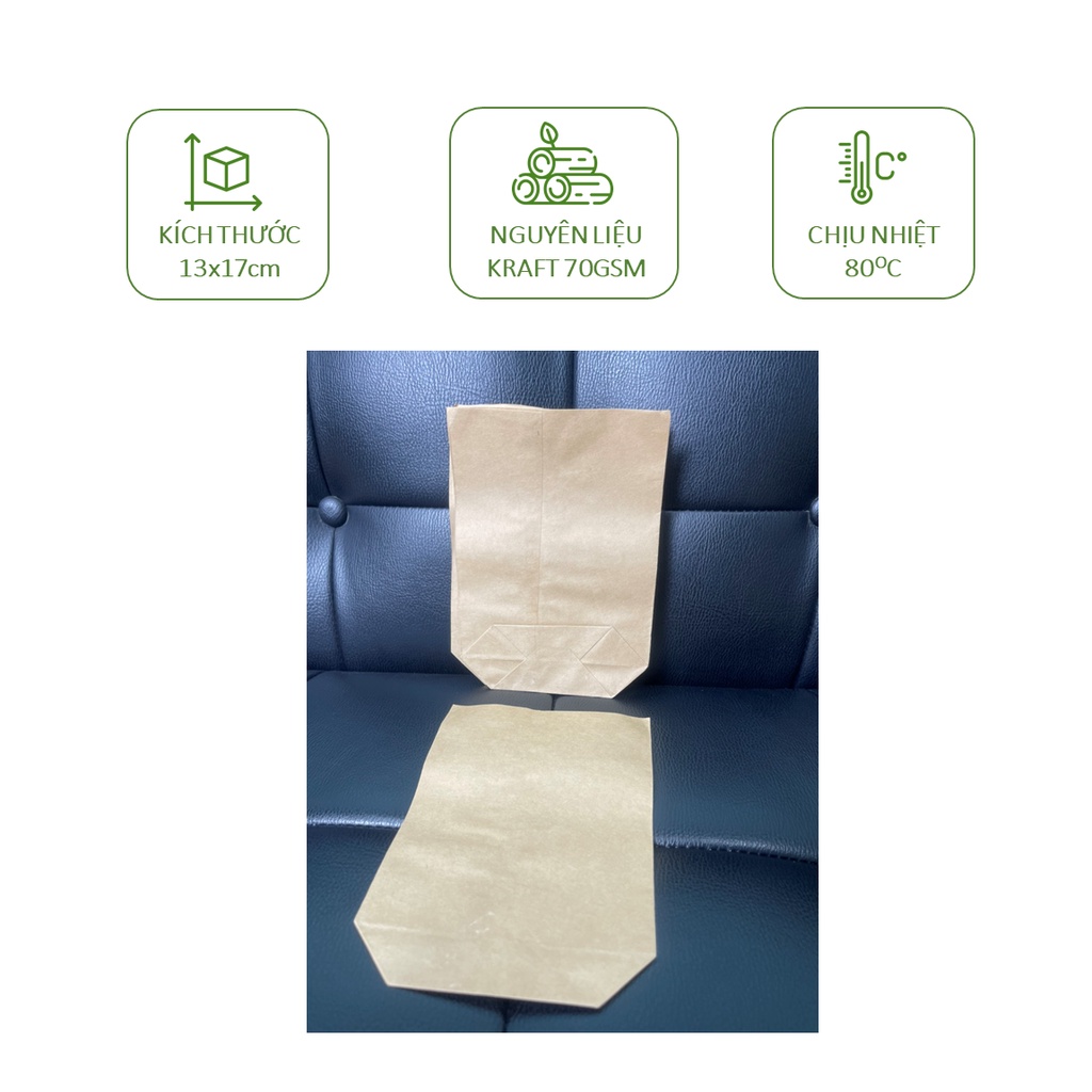 10 Túi nâu kraft cao cấp, kích thước 13x17cm, 18x29cm, 21x28cm, 21x40cm, 28x30cm, 32x30cm, 32x43cm